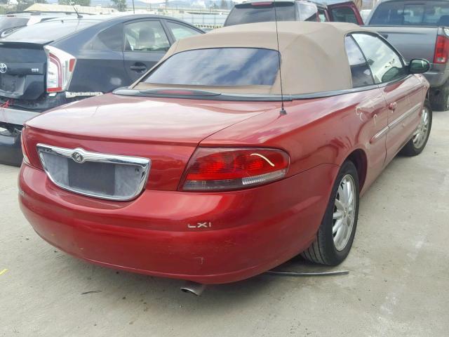 1C3EL55U51N676619 - 2001 CHRYSLER SEBRING LX RED photo 4