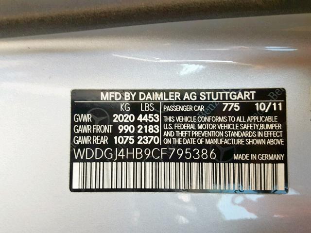 WDDGJ4HB9CF795386 - 2012 MERCEDES-BENZ C 250 SILVER photo 10