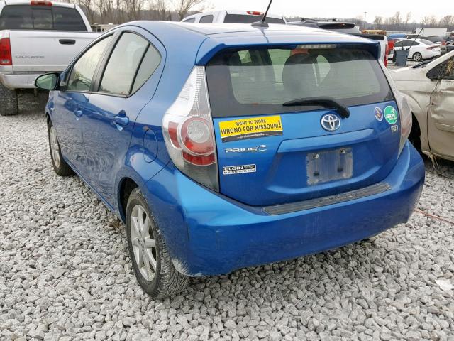 JTDKDTB35C1519775 - 2012 TOYOTA PRIUS C BLUE photo 3