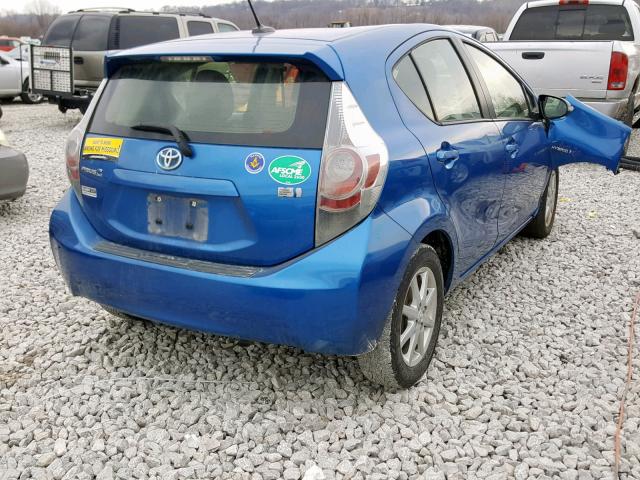 JTDKDTB35C1519775 - 2012 TOYOTA PRIUS C BLUE photo 4