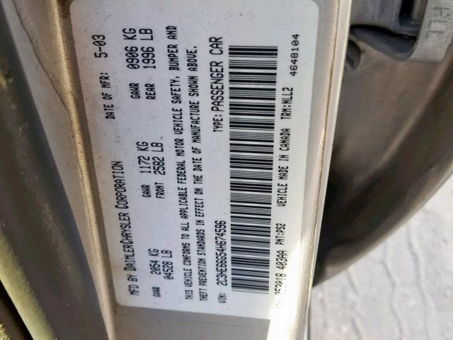 2C3HE66G54H674596 - 2004 CHRYSLER 300M SILVER photo 10