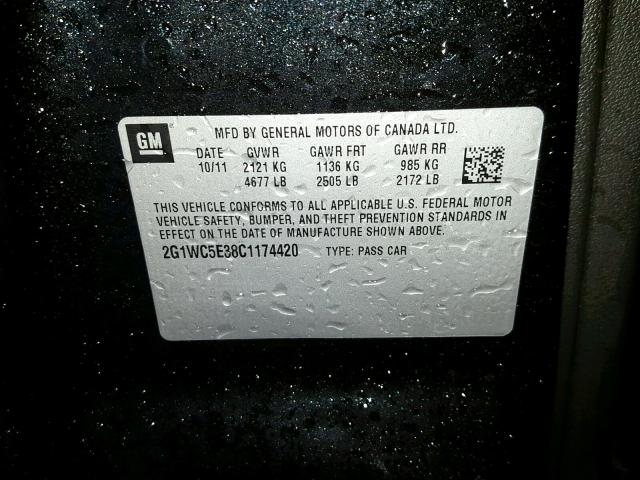 2G1WC5E38C1174420 - 2012 CHEVROLET IMPALA LTZ BLACK photo 10