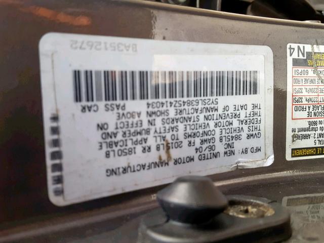 5Y2SL63845Z414034 - 2005 PONTIAC VIBE GRAY photo 10