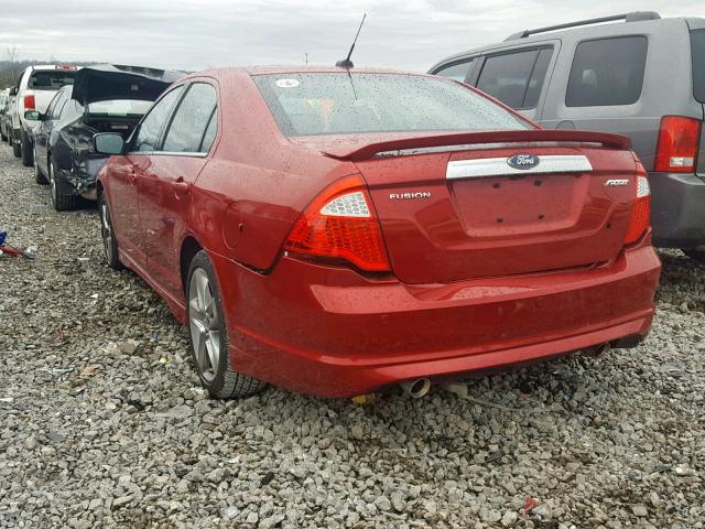 3FAHP0KC3AR317395 - 2010 FORD FUSION SPO RED photo 3