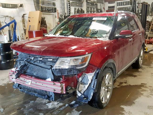 1FM5K8FH2GGC66466 - 2016 FORD EXPLORER L MAROON photo 2