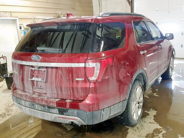 1FM5K8FH2GGC66466 - 2016 FORD EXPLORER L MAROON photo 4