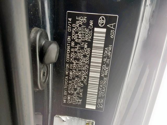 JTKJF5C72F3094388 - 2015 TOYOTA SCION TC 灰色 照片 10