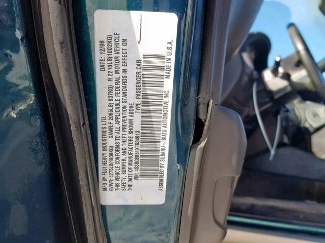 4S3BG6851X7634913 - 1999 SUBARU LEGACY OUT GREEN photo 10