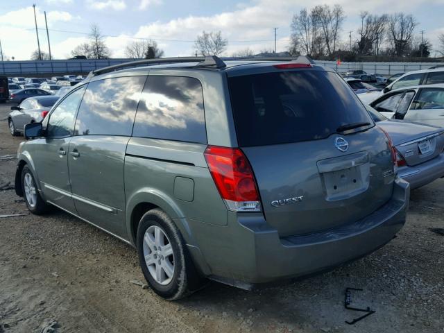 5N1BV28U25N137606 - 2005 NISSAN QUEST S GREEN photo 3