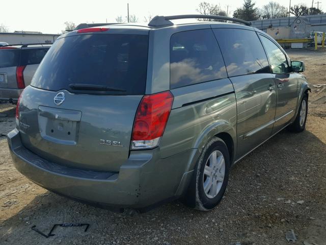 5N1BV28U25N137606 - 2005 NISSAN QUEST S GREEN photo 4