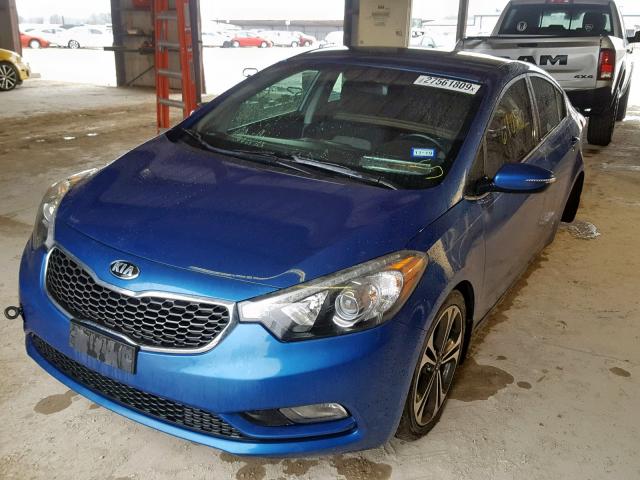 KNAFX4A89E5095697 - 2014 KIA FORTE EX BLUE photo 2