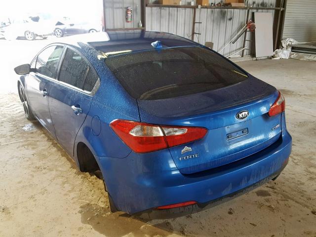 KNAFX4A89E5095697 - 2014 KIA FORTE EX BLUE photo 3