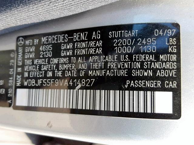 WDBJF55F9VA414827 - 1997 MERCEDES-BENZ E 320 SILVER photo 10