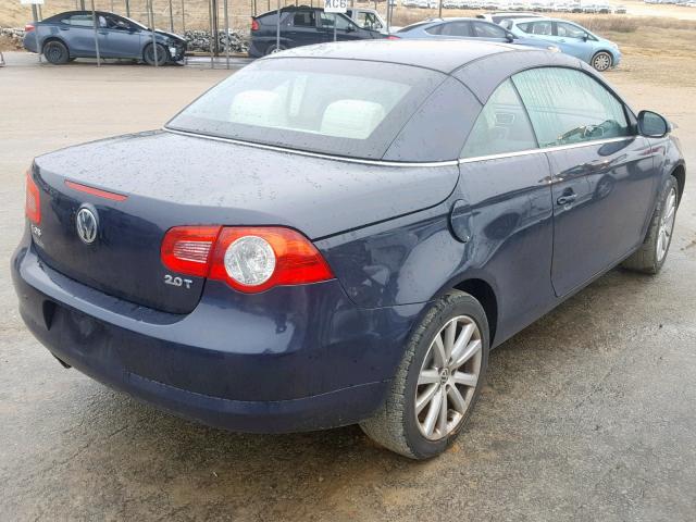 WVWFA71F27V004910 - 2007 VOLKSWAGEN EOS 2.0T L BLUE photo 4