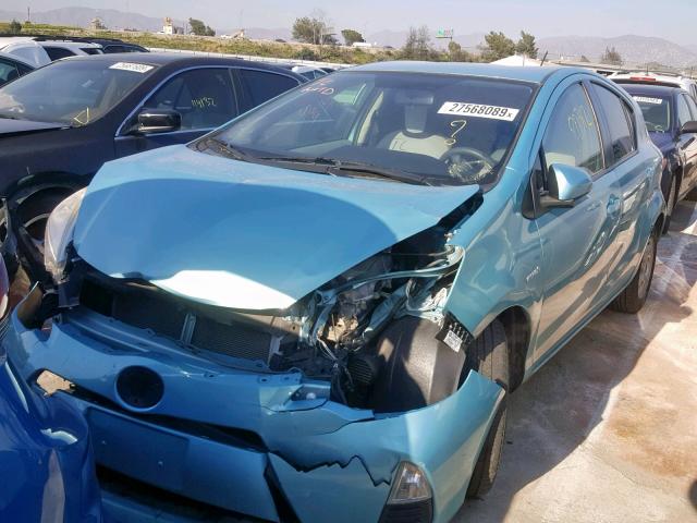 JTDKDTB3XD1049020 - 2013 TOYOTA PRIUS C BLUE photo 2