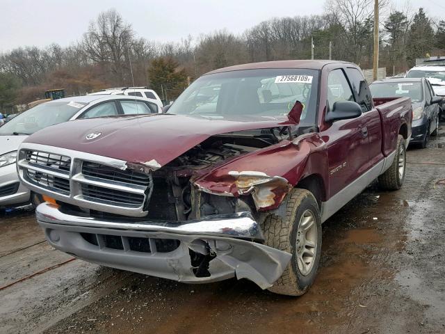 1B7GL22X31S267652 - 2001 DODGE DAKOTA MAROON photo 2