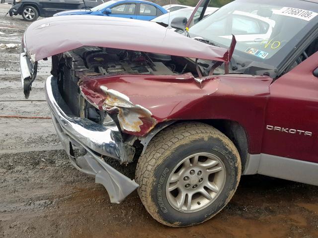 1B7GL22X31S267652 - 2001 DODGE DAKOTA MAROON photo 9