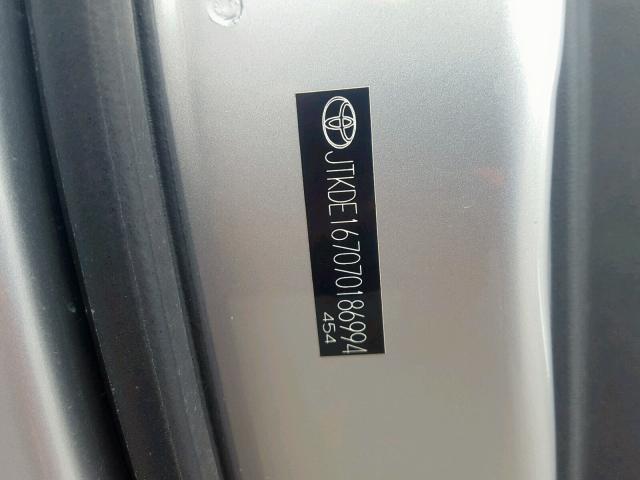 JTKDE167070186994 - 2007 TOYOTA SCION TC ვერცხლისფერი ფოტო 10