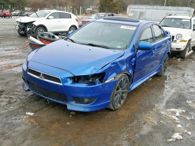 JA32U8FW1AU026333 - 2010 MITSUBISHI LANCER GTS BLUE photo 2