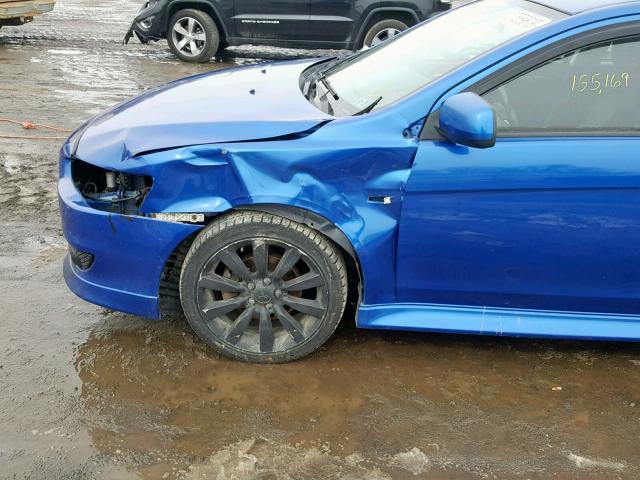 JA32U8FW1AU026333 - 2010 MITSUBISHI LANCER GTS BLUE photo 9