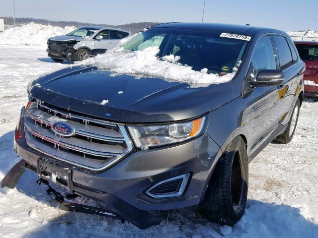 2FMTK4J84FBC23650 - 2015 FORD EDGE SEL GRAY photo 2