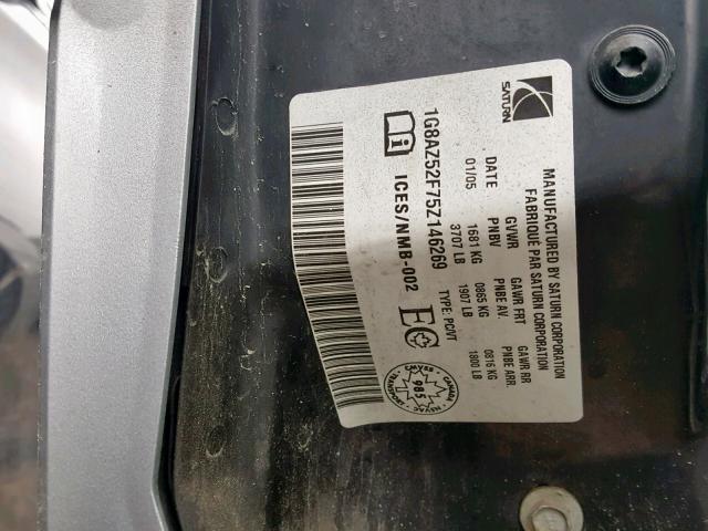 1G8AZ52F75Z146269 - 2005 SATURN ION LEVEL SILVER photo 10