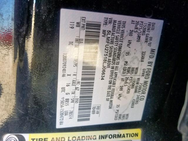 5LMFU27518LJ06634 - 2008 LINCOLN NAVIGATOR BLACK photo 10