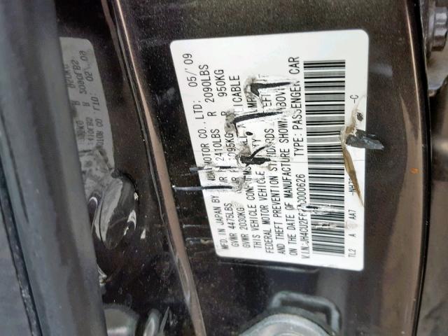 JH4CU2F68AC000626 - 2010 ACURA TSX GRAY photo 10