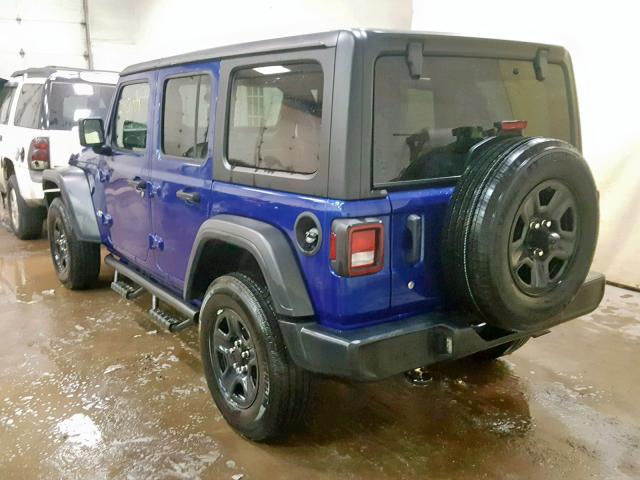 1C4HJXDG0JW182488 - 2018 JEEP WRANGLER U BLUE photo 3