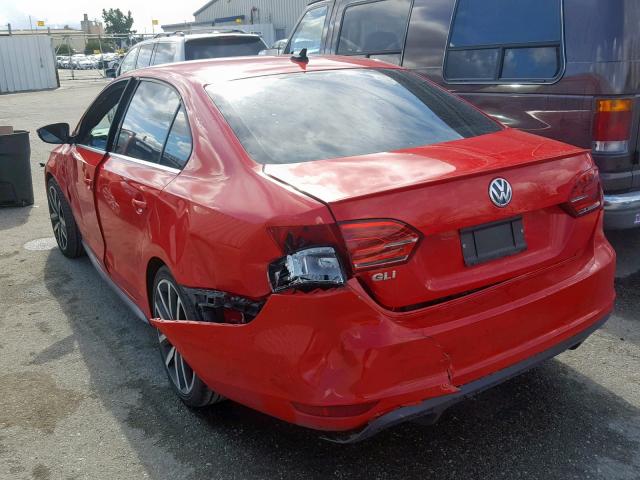 3VW4T7AJ8EM382353 - 2014 VOLKSWAGEN JETTA GLI RED photo 3