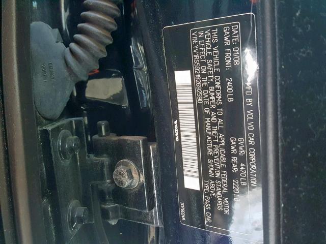 YV1RS592182692590 - 2008 VOLVO S60 2.5T BLUE photo 10