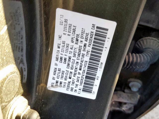 1HGCR2F87DA114008 - 2013 HONDA ACCORD EXL GRAY photo 10