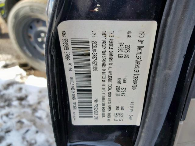 2C3LA43R87H829999 - 2007 CHRYSLER 300 BLACK photo 10