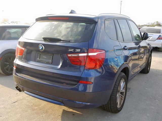 5UXWX9C54D0A29722 - 2013 BMW X3 XDRIVE2 BLUE photo 4