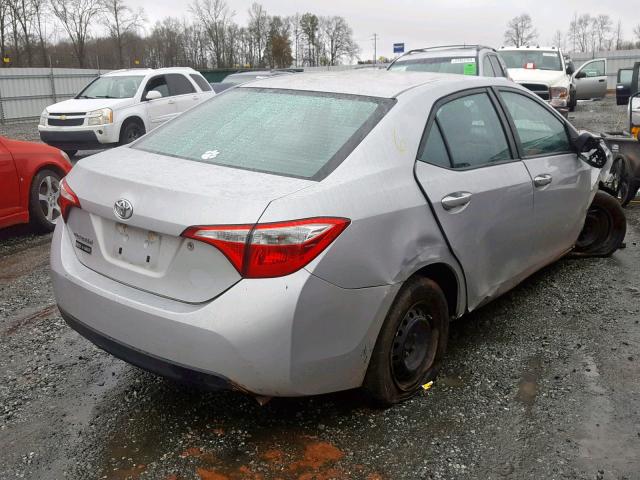 2T1BURHE1EC043244 - 2014 TOYOTA COROLLA L SILVER photo 4