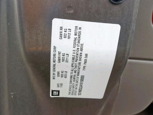 1G1NE52J416198955 - 2001 CHEVROLET MALIBU LS BROWN photo 10