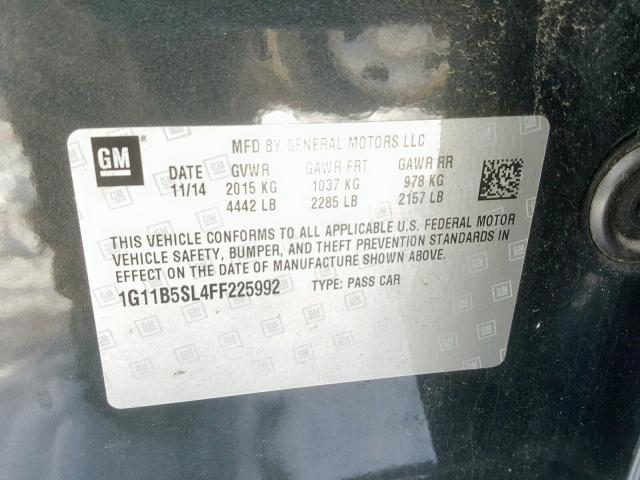 1G11B5SL4FF225992 - 2015 CHEVROLET MALIBU LS CHARCOAL photo 10