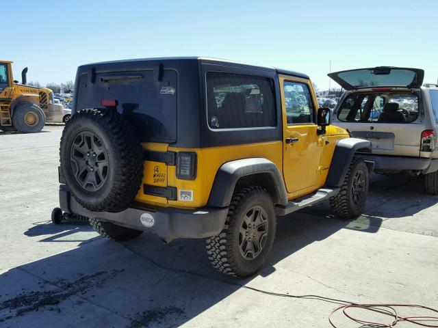 1C4GJWAG0FL694836 - 2015 JEEP WRANGLER S YELLOW photo 4