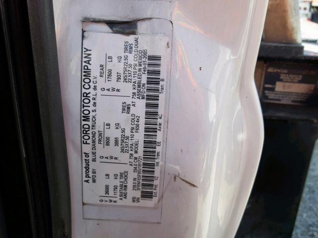 3FRNF65F95V181721 - 2005 FORD F650 SUPER WHITE photo 10