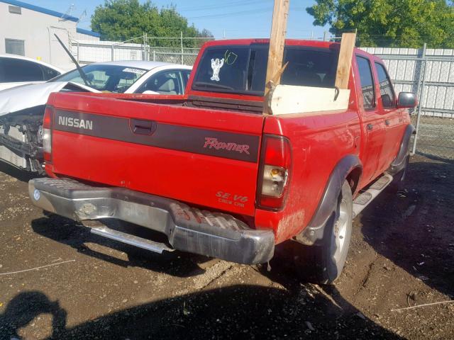 1N6ED27T2YC302516 - 2000 NISSAN FRONTIER C RED photo 4