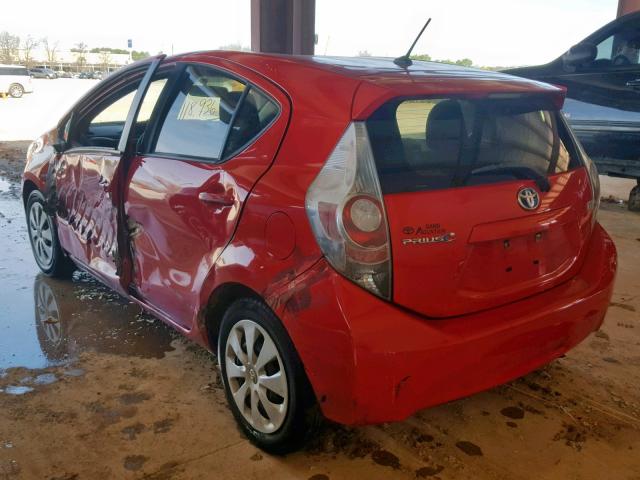 JTDKDTB33C1508662 - 2012 TOYOTA PRIUS C RED photo 3