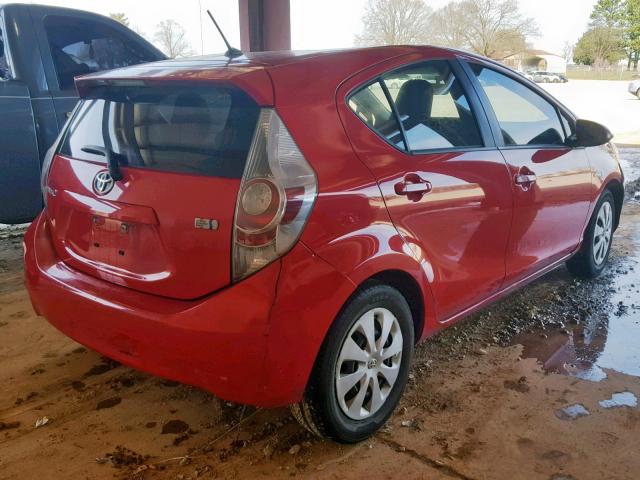 JTDKDTB33C1508662 - 2012 TOYOTA PRIUS C RED photo 4