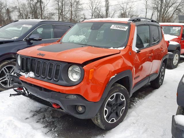 ZACCJBCT7FPC05927 - 2015 JEEP RENEGADE T ORANGE photo 2