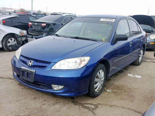 1HGES16334L004945 - 2004 HONDA CIVIC DX V BLUE photo 2