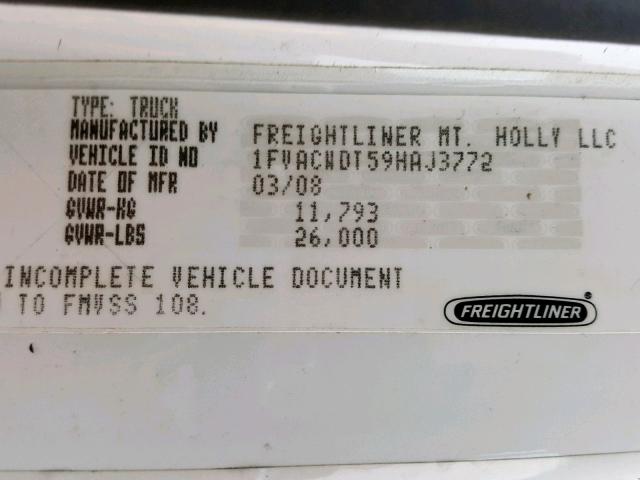 1FVACWDT59HAJ3772 - 2009 FREIGHTLINER M2 106 MED WHITE photo 10