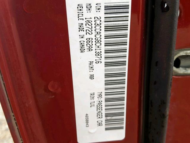 2C3CCACG8CH138716 - 2012 CHRYSLER 300 LIMITE RED photo 10