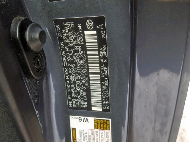 JTKDE167880272510 - 2008 TOYOTA SCION TC GRAY photo 10