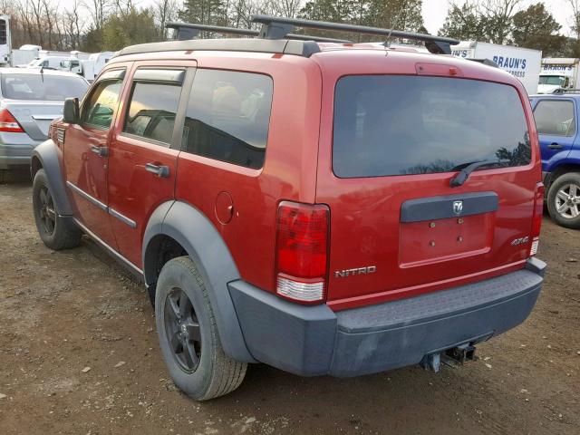 1D8GU28K97W563156 - 2007 DODGE NITRO SXT RED photo 3