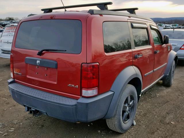 1D8GU28K97W563156 - 2007 DODGE NITRO SXT RED photo 4