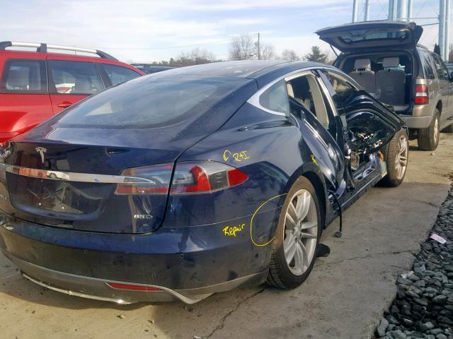 5YJSA1H26FFP73695 - 2015 TESLA MODEL S 85 BLUE photo 4